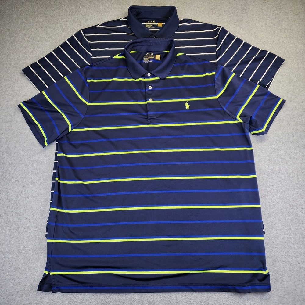 Polo Ralph Lauren Lot Of 2 Performance Polo Golf Shirts Mens XL Striped Wicking - Picture 3 of 10